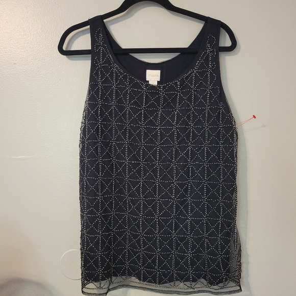 Chico's Women's Black Tank Top with Geometric Design. Size M - Picture 2 of 6
